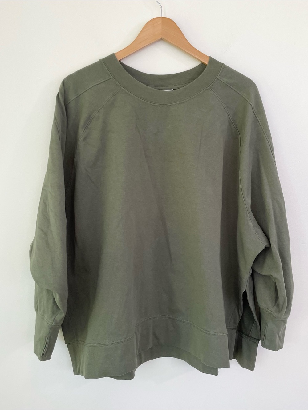 Earth Yoga Oversized Boxy Army Green Crew Neck Sweatshirt XL Extra Large Cotton - Picture 1 of 7